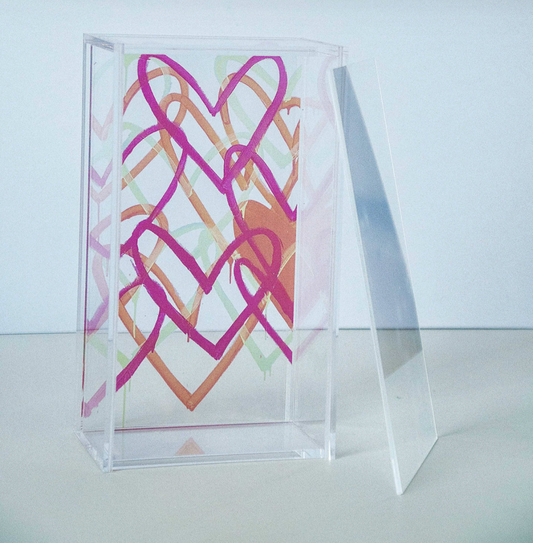 clear acrylic mahjong tile storage box by oh my mahjong w hearts standing