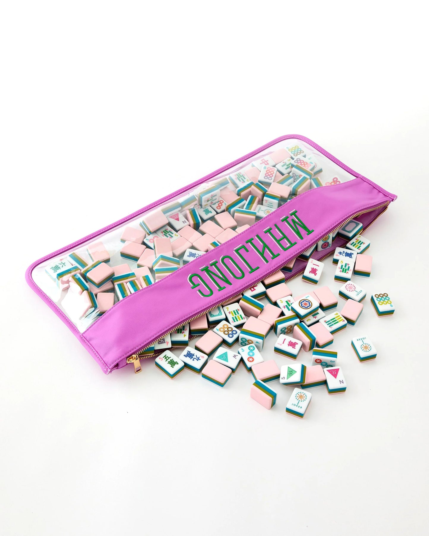Oh My Mahjong La Fete tile set in lilac mahjong tile bag