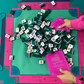 Oh My Mahjong shangri la  tile set face design side layers player face design collection poolside on mat with shufflers
