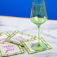 Bamboo cocktail napkins by Oh My Mahjong w wine glass, mahjong accessory