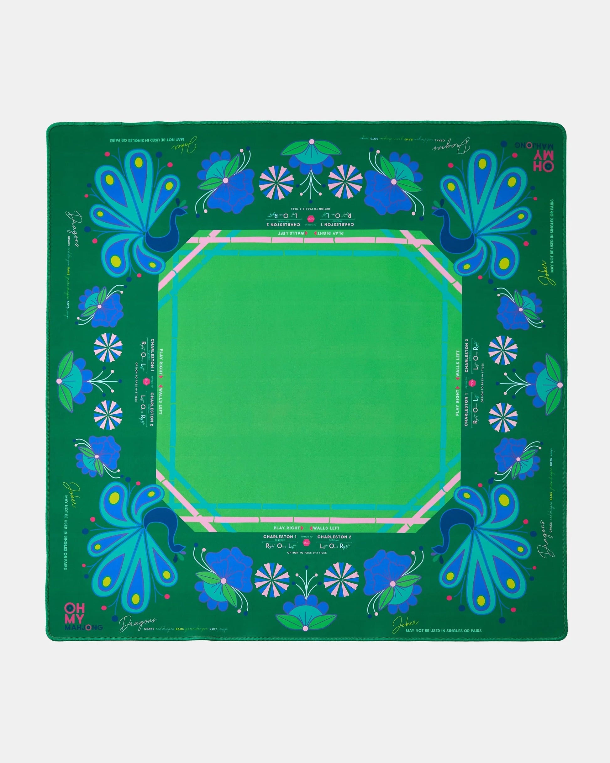 birdie green instructional mahjong mat by oh my mahjong